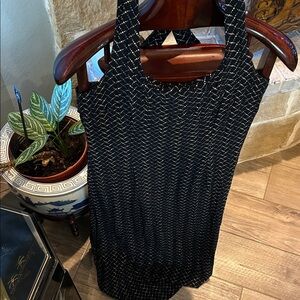 Ann Taylor Navy and White Geometric Maxi Dress Halter Spring